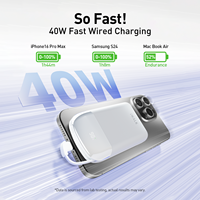 Chargeur sans fil magnétique rapide PowerHybird Mini 2-en-1 PD 40W 10000mAh, batterie externe portable avec câble Type-C dissimulé