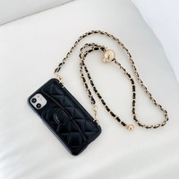 Funda de Teléfono con Cadena Cruzada de Moda para iPhone 14 15 11 13 Pro Max, Bolsas y Accesorios para Teléfonos Móviles