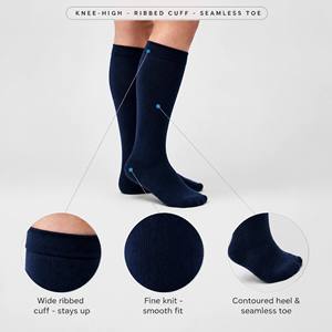 Chaussettes de compression quotidiennes pour le soulagement des jambes fatiguées, des varices et des gonflements, à hauteur du genou, pour mollets larges, avec bout sans couture et bord côtelé - Product Image 3