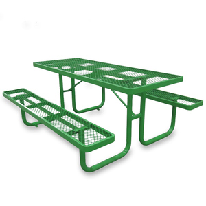 Mobili da giardino per esterni tavolo da Picnic panca commerciale sedie <span class=keywords><strong>e</strong></span> tavolo in metallo espanso in acciaio termoplastico 6ft 8ft - Product Image 6