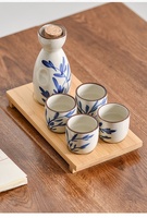 Ensemble de vaisselle en céramique Seigaiha de style japonais, bleu et blanc, pour le saké, gobelets à vin, hôtel, restaurant, ensemble cadeau