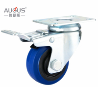 Vente directe du fabricant Roues à roulettes en caoutchouc élastique bleu de 3, 4 et 5 pouces, roulettes industrielles pour chariot à outils et chariot