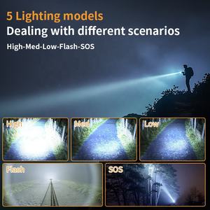 עיצוב מפעל מקצועי מותאם אישית 2000 lumen לפיד פנס 26650 cob טקטית נטענת פנס xhp70 סגסוגת אלומיניום - Product Image 3