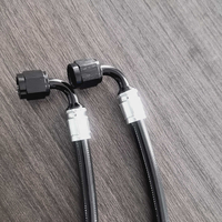 Tuyau PTFE tressé en acier inoxydable avec revêtement PU haute pression AN4 AN6 AN8 AN10 et raccord à sertir noir anodisé droit, 45°, 90°