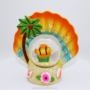 Globo de Nieve Personalizado con Tema de <span class=keywords><strong>Playa</strong></span> en Resina 3D, Recuerdo con Animales Marinos, Delfín, Globo de Agua con Flamenco para Regalo o Decoración - Product Image 3