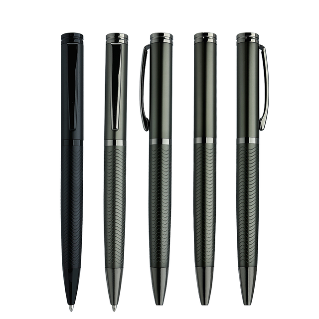 New Luxury Hotel Metal Business Pen Gun Gray Frosted Brass Oil Spinning Gift Pen Premium Ballpoint Pen With Custom Logo