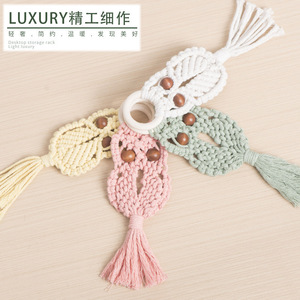 Colgante de búho de cuerda de algodón hecho a mano, adorno de estrella de macramé para decoración del hogar, decoración colgante para sala de estar - Product Image 5