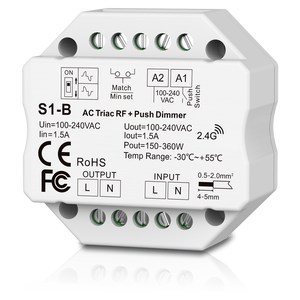Skydance S1-B Công Tắc Điều Chỉnh Độ Sáng AC Triac RF + Bộ Điều Khiển Độ Sáng Bộ Điều Chỉnh Độ Sáng Đèn LED Cắt Pha Bộ Điều Chỉnh Độ Sáng Cạnh Đuôi - Product Image 2