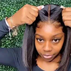 Großhandels preise Benutzer definiertes Logo 100 Virgin Human Hair Frontal Perücken Seidige Straight Wave Bob Perücken für schwarze Frauen Bob