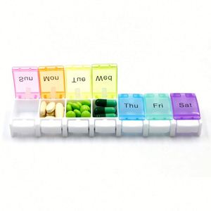 กล่องจัดยาแบบพกพา 7 วัน ปลอดสาร BPA ดีไซน์เปิดแบบสปริง วัสดุพลาสติกใส รูปทรงคีย์เปียโน ใช้งานง่าย - Product Image 2