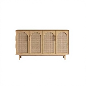 Modern Wooden Sideboard with 4 Compartments & 2 Doors Living Room <b>Storage</b> <b>Cabinet</b> for Hotel & <b>Bedroom</b> Use - Product Image 4