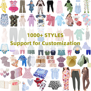 Vêtements pour bébés nouveau-nés, 95% bambou, 5% élasthanne, imprimés personnalisés, poignets repliés, unisexe, confortables, respirants, pyjamas longs à fermeture éclair, combinaisons - Product Image 4