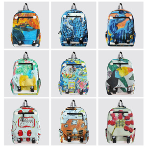 Custom Heat Transfer Student <b>Backpack</b> Schoolbag <b>Kids</b> Bag Large Space Two Side Pockets Adjustable Belt School Bag Printing logo - Product Image 2