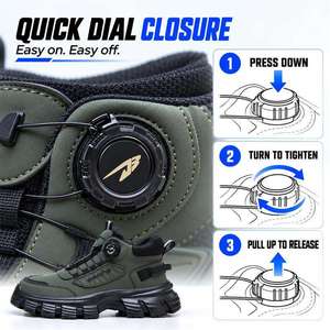Bottes de travail mi-mollet pour hommes, légères, à lacets, bout rond, embout en acier anti-écrasement, style trekking, chaussures de sécurité protectrices - Product Image 5