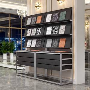 एल्यूमीनियम प्रोफ़ाइल डिचेबल पर्यावरण के अनुकूल आसान असेंबली डिस्प्ले रैक टाइल डीवीडी नमूना शेल्फ मध्य द्वीप मंजिल रैक - Product Image 1