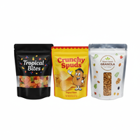 Sachet d'emballage alimentaire imprimé refermable à fermeture éclair pour chips de champignons, type pochette verticale, pour usine