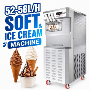 Machine à <span class=keywords><strong>glace</strong></span> molle commerciale 52-58L/H, 3 saveurs, double système, 4000W, en acier inoxydable 304, avec pompe à air GQ-D56D - Product Image 1