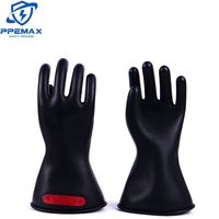 Gants de protection contre les chocs électriques en caoutchouc bicolore de 14 pouces, classe diélectrique 0, certifiés EN60903, 1000 V AC