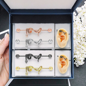 In <span class=keywords><strong>acciaio</strong></span> <span class=keywords><strong>chirurgico</strong></span> impalcatura <span class=keywords><strong>Piercing</strong></span> serpente industriale bilanciere anelli in <span class=keywords><strong>acciaio</strong></span> inossidabile <span class=keywords><strong>Piercing</strong></span> alla moda gioielli per il corpo di serpente - Product Image 6