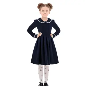 Factory Custom Back To School Dress For Teen Girls First Day Of School Uniform Dresses Kids Dressy Long Sleeve Fall Winter