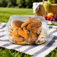 Boîte à hamburger jetable transparente en PET recyclé de 9 pouces, emballage alimentaire en plastique pour emporter