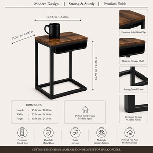 Modern C <b>Side</b> <b>Table</b> with Compact Design for <b>Sofa</b> Living Room Bedroom Office and Space Saving Home Furniture - Product Image 2