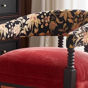 Fauteuil d'appoint contemporain en bois de frêne artisanal et tissu ramie avec pieds à cadre perlé, <span class=keywords><strong>chaise</strong></span> <span class=keywords><strong>longue</strong></span> - Product Image 4