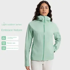 Fashionable breathable waterproof windproof SBS zipper jacket light outdoor hiking camping hooded mountaineering clothing