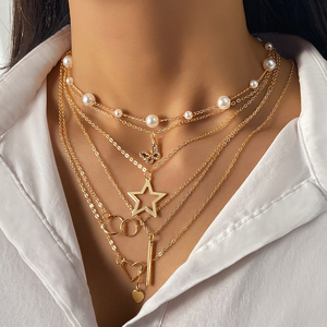 <span class=keywords><strong>Collier</strong></span> Tendance <span class=keywords><strong>Perle</strong></span> Motif Étoile pour Femme Bijoux en Gros - Product Image 2