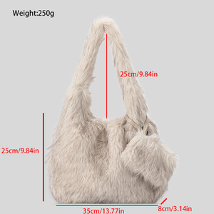 New Korean Fashion High Quality Fluffy Custom Tote <strong>Bag</strong> Handbag Furry Plush Women Purses Winter Soft Fur Shoulder <strong>Bag</strong> for Women - Product Image 2