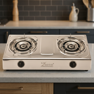 Cuisinière à gaz autonome à 2 brûleurs en acier inoxydable pour la maison et la restauration - Product Image 2