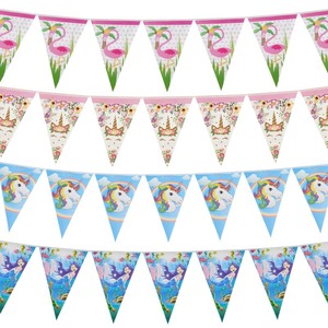 Paper cartoon1st Birthday Banner <span class=keywords><strong>Happy</strong></span> Birthday Party Decorations Kids Little Mermaid Flag Baby Shower Banner Wedding Garland - Product Image 4