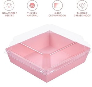 Boîtes de charcuterie en papier avec couvercles sécurisés transparents, boîtes de boulangerie jetables pour sandwich, bombes de cacao chaudes - Product Image 2