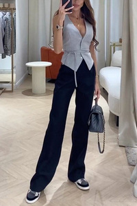 Rompi tanpa lengan leher V, desain baru pakaian wanita atasan dasi - Product Image 4