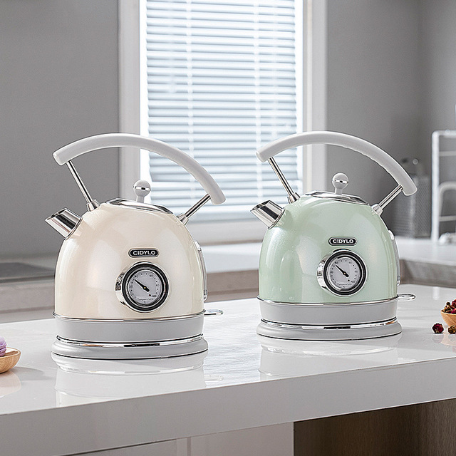 European-Style Retro Electric Kettle 304 Stainless Steel 1500W Power-Off Automatic Household Kettle Large Capacity Water Boiling