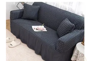 Hot Selling 3D Bubble Design Spandex Double Single Seat Sofa Cashing Cover With Skirt 1 Seater