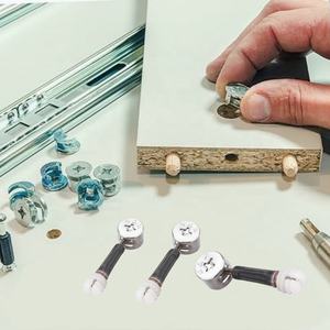 Kit de <span class=keywords><strong>fixation</strong></span> 3-en-1 Lingdao en acier inoxydable avec vis à came et goujons pour meubles, écrous de verrouillage, taille personnalisée, cuisine et salle à manger - Product Image 6