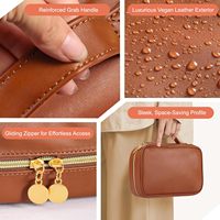 Étui de voyage en cuir pour bijoux, organiseur de rangement pour bijoux, classeur avec pochette zippée transparente, sac à bijoux portable pour boucles d'oreilles et bagues