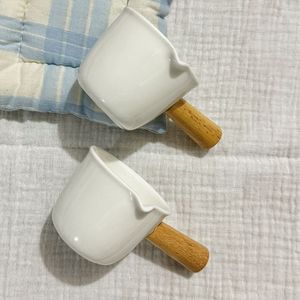 Casserole en céramique blanche de meilleure qualité pour la maison Bec verseur Pot à lait Mitigeur Cuisinière pour bébé Casserole Petite marmite - Product Image 2