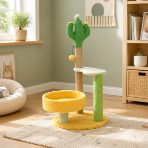Eco-Friendly MDF Cat Tree, Cactus Shaped Cat Tower with Cat Bed