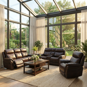 Sofá Reclinable Extensible y Muebles de Sala de Estar con Diseño Plegable en Cuero Sintético para Hogar Contemporáneo - Product Image 5