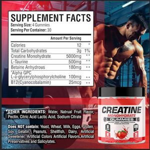 Permen Jeli Creatine Monohydrate Rasa Stroberi Bentuk Beruang Dewasa 5000mg, Peningkat Energi Pra-Latihan, Pertumbuhan Otot, Olahraga - Product Image 2