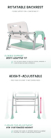 Siège de douche pliant en aluminium pour personnes âgées, capacité 150 kg, avec conception ergonomique brevetée, pour une sécurité accrue dans la salle de bain