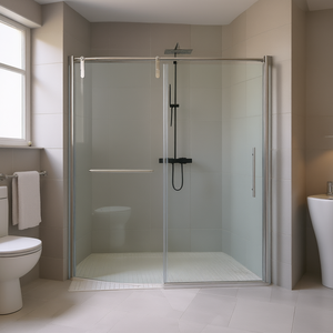 Mampara de Ducha de Vidrio Templado Premium sin Marco, Puerta Corredera de 5/16 Pulgadas de Grosor, Diseño Minimalista, Forma Rectangular - Product Image 2