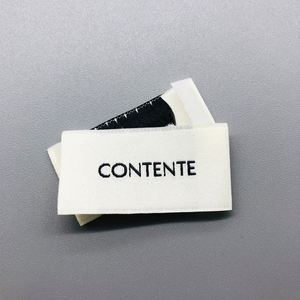 Étiquettes tissées en textile personnalisées haute densité avec logo de marque et extrémités pliées blanches pour vêtements - Product Image 3