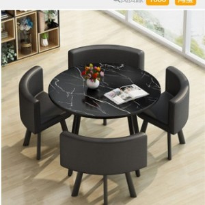 Moderno allungabile in <span class=keywords><strong>legno</strong></span> Reception ufficio Set da pranzo tavolo da cucina con sedia per gli ospiti per la casa mobili per la Reception Area di riposo - Product Image 3