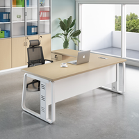 Nouveau bureau de direction, bureau d'ordinateur blanc, bureau simple et moderne, ensemble de chaise simple, bureau de bureau