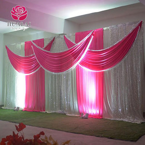 Sang Trọng Satin Sequin Swag Backdrop Rèm Treo Lên Cho Đám Cưới Đảng Lễ Kỷ Niệm Sân Khấu Hiệu Suất Tổ Chức Sự Kiện Trang Trí - Product Image 4