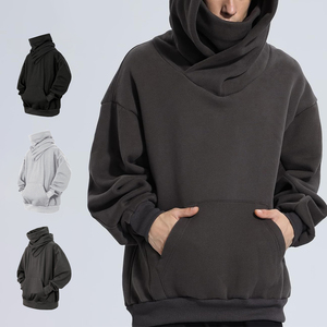 Sweat-shirt à capuche col montant KingSen personnalisé pour homme, en molleton bouclette 100 % coton délavé, coupe ample à épaules tombantes - Product Image 1