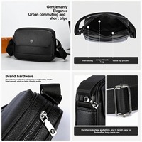 Sac bandoulière vintage pour hommes d'affaires, fermeture éclair texturée, multi-poches, imperméable, léger, sac messager